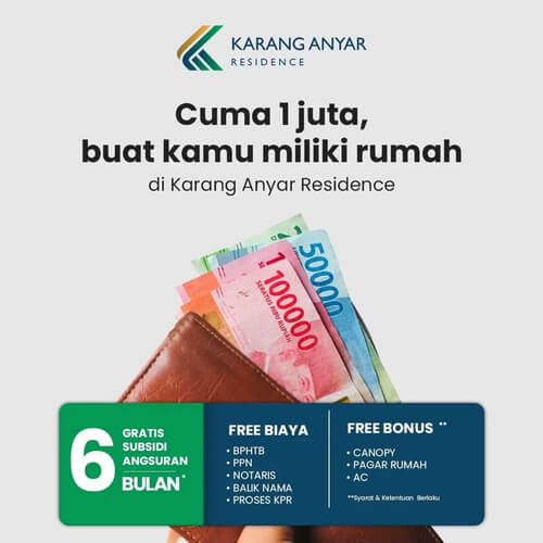 MULAI 1 Juta SUDAH PUNYA RUMAH Perumahan Karang Anyar Residence